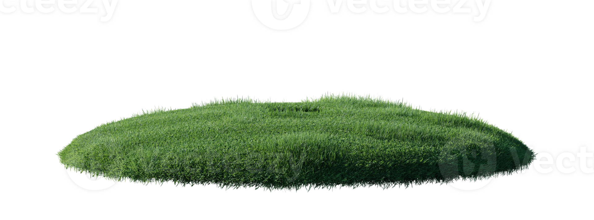 Round surface patch covered with flowers, green or dry grass isolated on white background. Realistic natural element for design. Bright 3d illustration. png