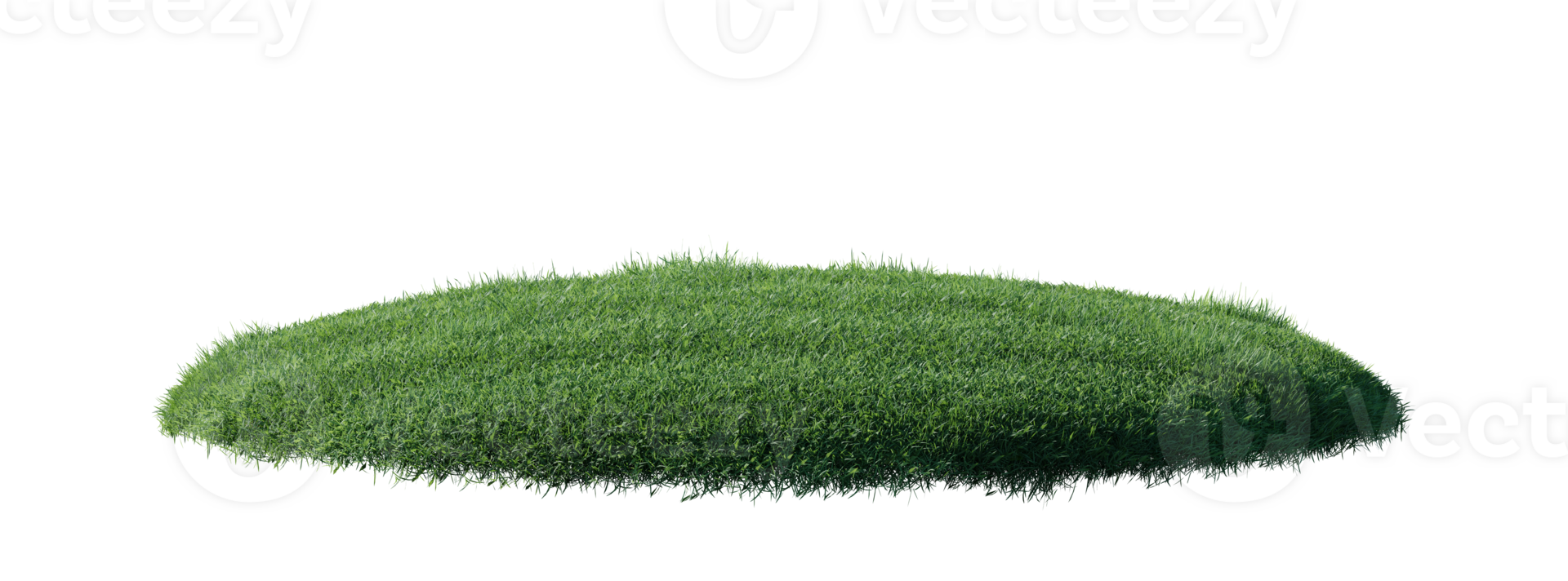 Round surface patch covered with flowers, green or dry grass isolated on white background. Realistic natural element for design. Bright 3d illustration. png