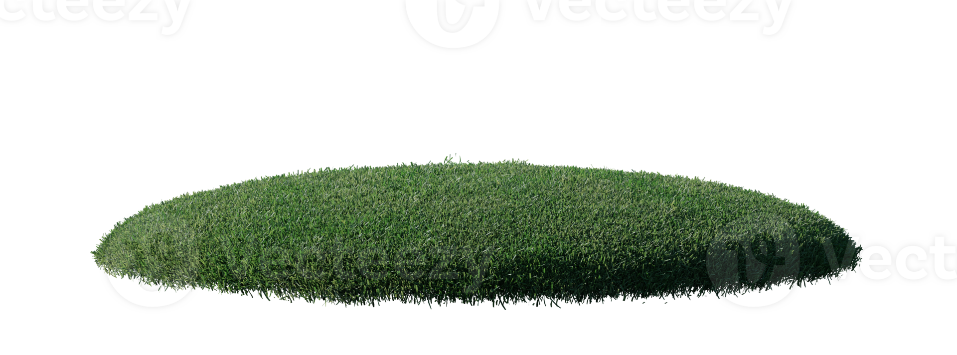 Round surface patch covered with flowers, green or dry grass isolated on white background. Realistic natural element for design. Bright 3d illustration. png