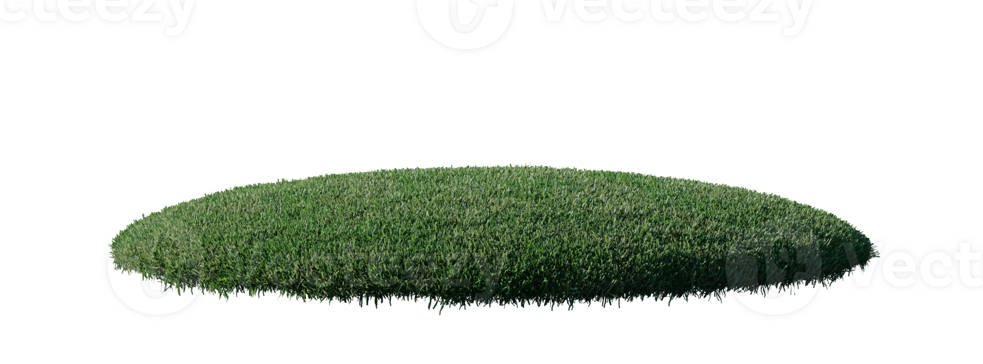 Round surface patch covered with flowers, green or dry grass isolated on white background. Realistic natural element for design. Bright 3d illustration. png