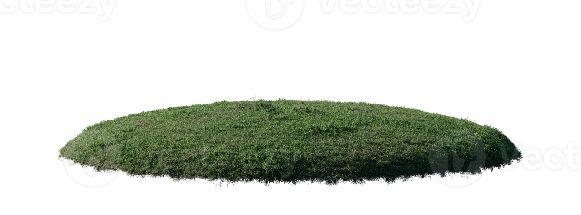 Round surface patch covered with flowers, green or dry grass isolated on white background. Realistic natural element for design. Bright 3d illustration. png