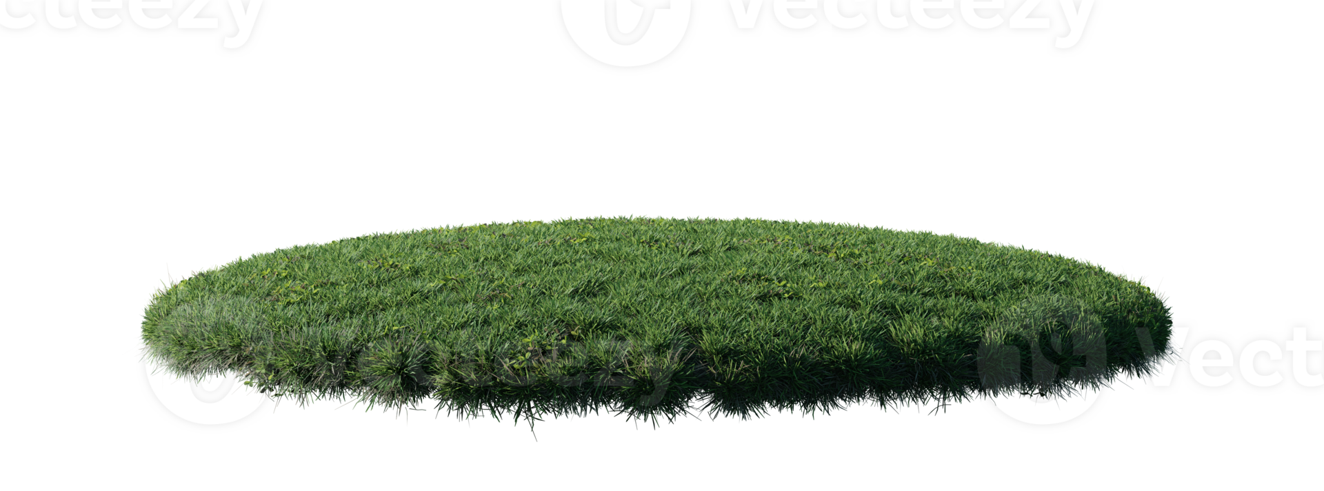 Round surface patch covered with flowers, green or dry grass isolated on white background. Realistic natural element for design. Bright 3d illustration. png