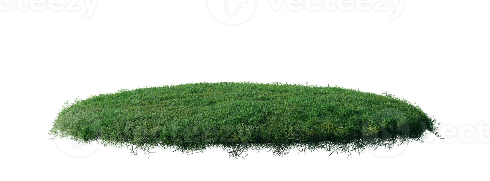 Round surface patch covered with flowers, green or dry grass isolated on white background. Realistic natural element for design. Bright 3d illustration. png