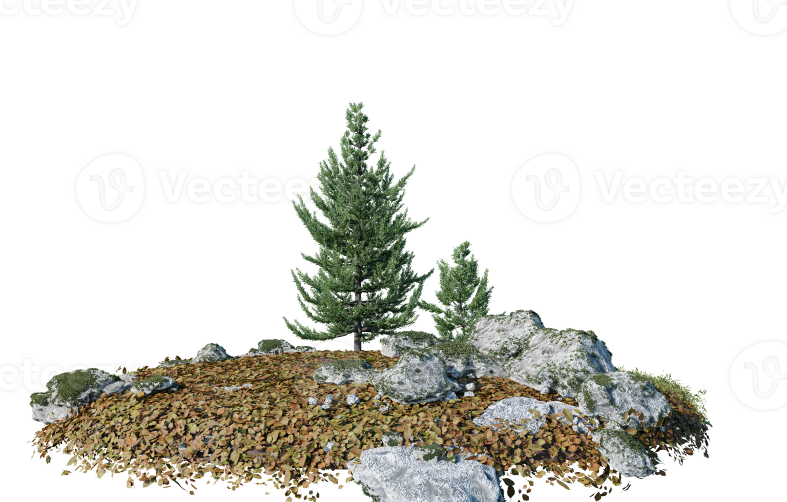 Round surface of Small Plant forest patch covered with flowers, green or dry grass isolated on transparent background. Realistic natural element for design. Bright 3d png