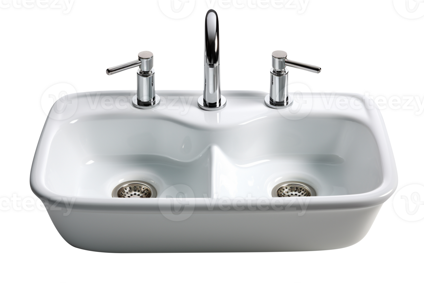 AI generated Ceramic kitchen sink isolated on transparent background png