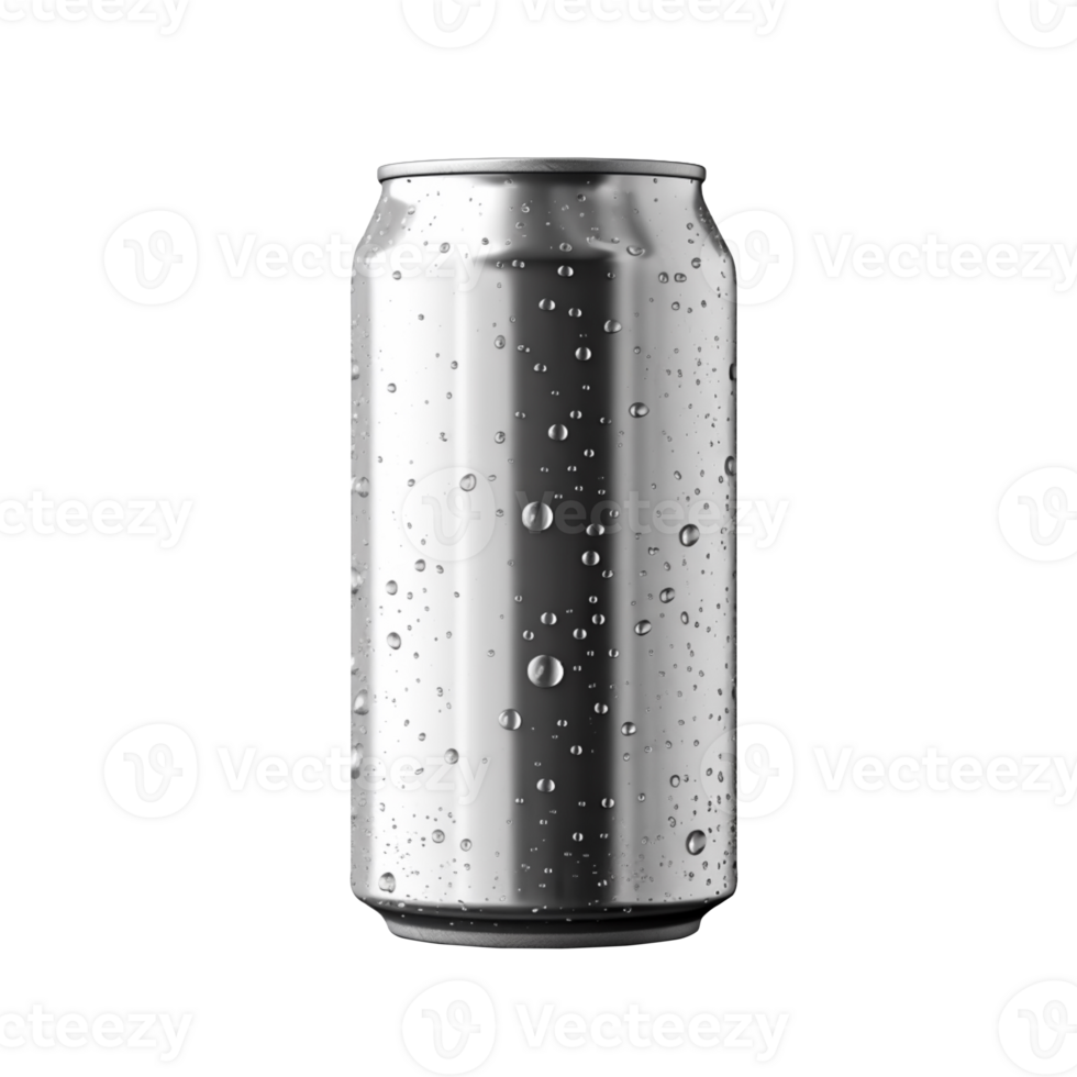 AI generated 330 ml aluminum beer can with water drops isolated on transparent background png