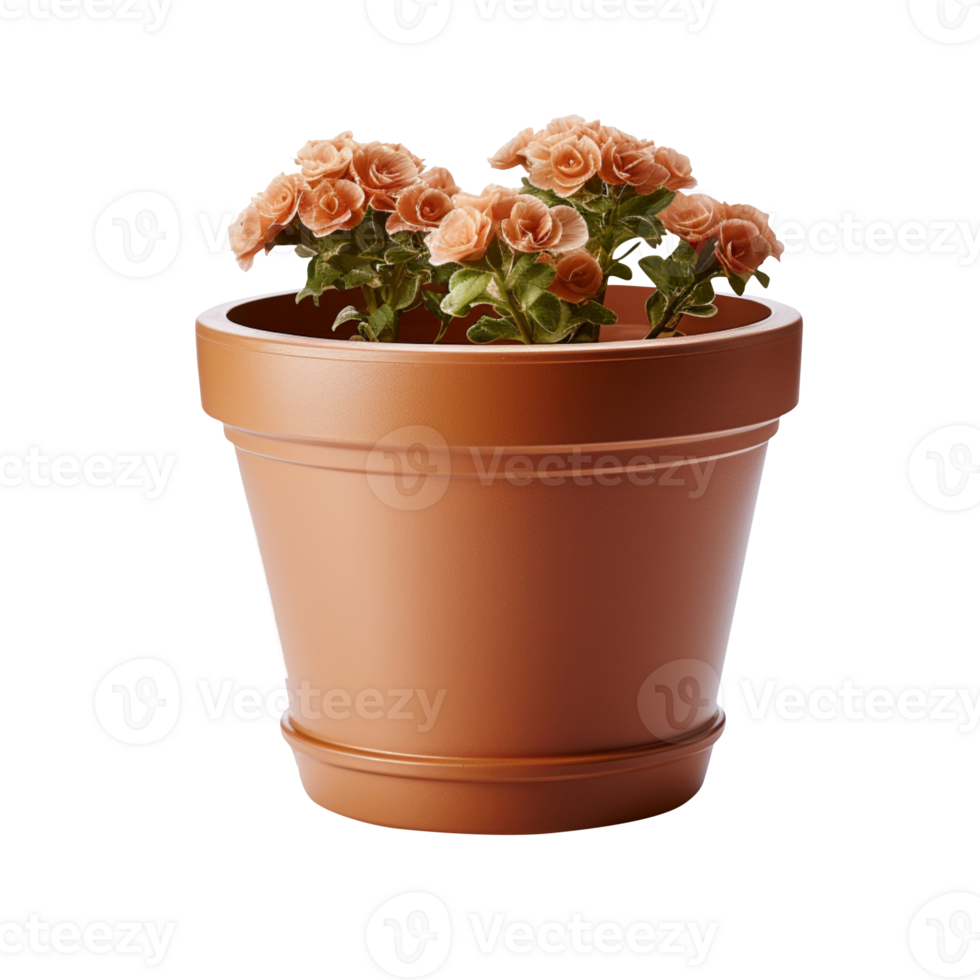 AI generated A clay flower pot isolated on transparent background png