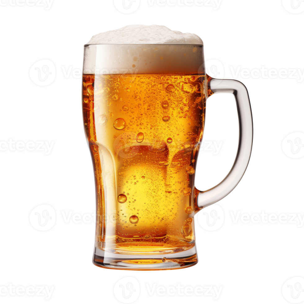 ai generado cerveza vaso aislado en transparente antecedentes png