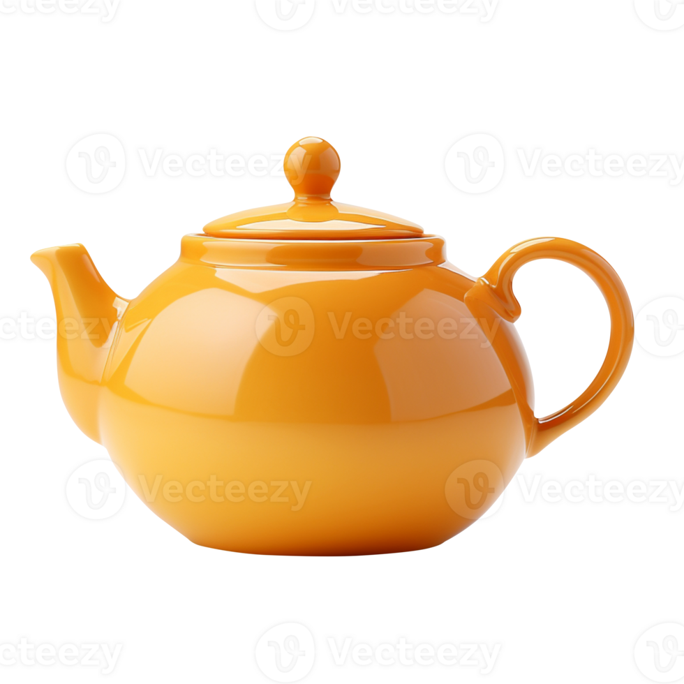 AI generated Orange color tea pot isolated on transparent background png