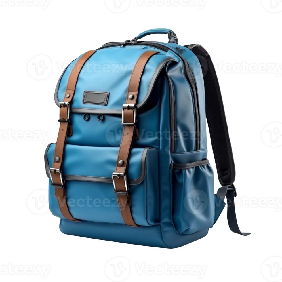AI generated Blue backpack isolated on transparent background png