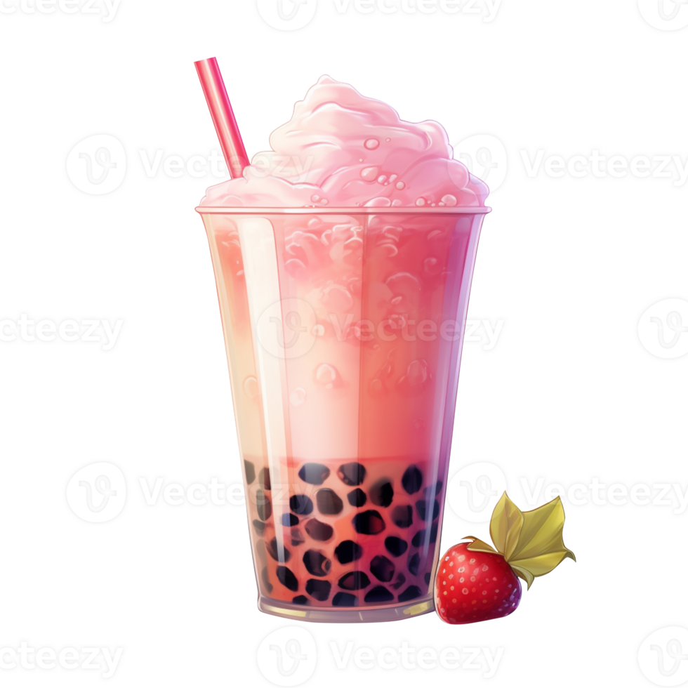 AI generated Boba bubble tea isolated on transparent background png