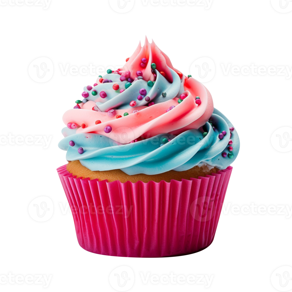 AI generated Colorful cupcake isolated on transparent background png