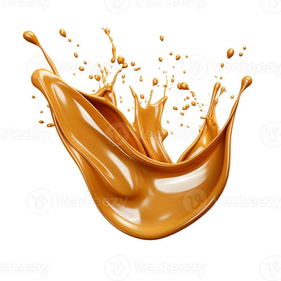 AI generated Caramel splash isolated on transparent background png