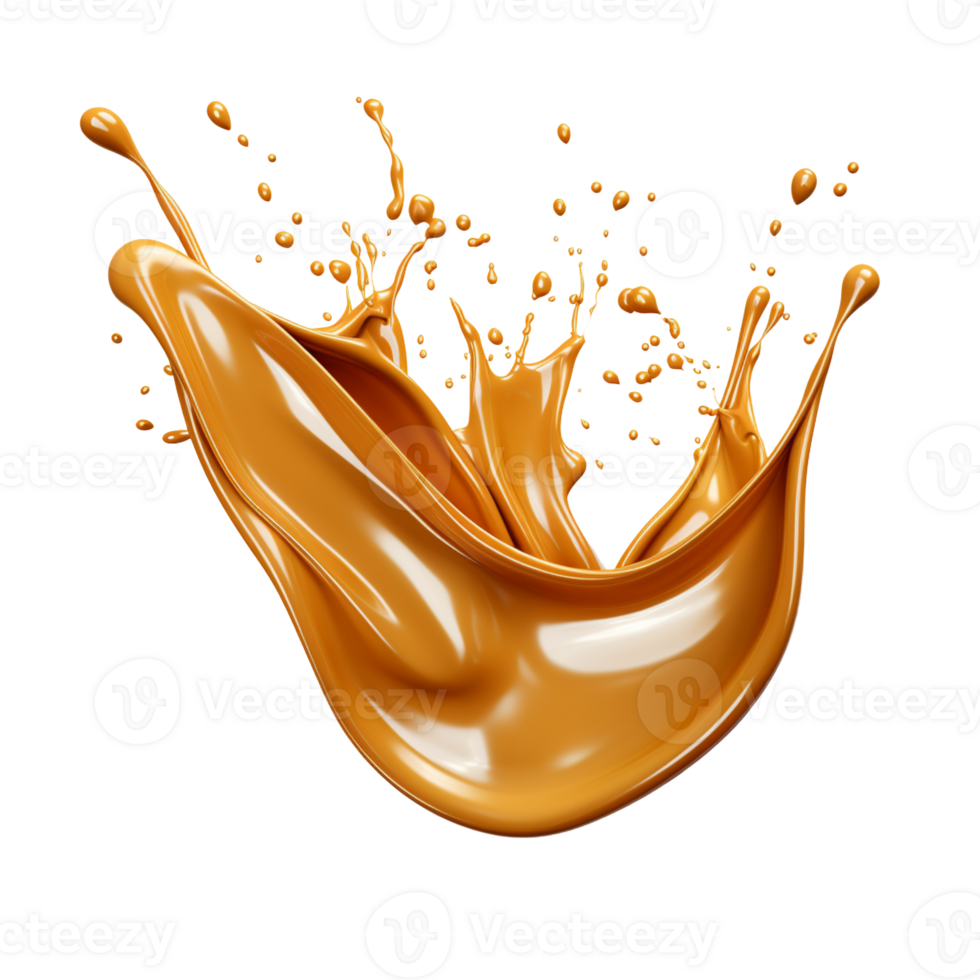 ai generato caramello spruzzo isolato su trasparente sfondo png