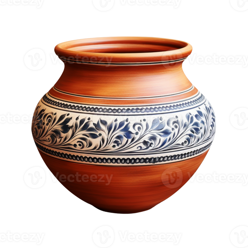 AI generated A colorful clay pot isolated on transparent background png