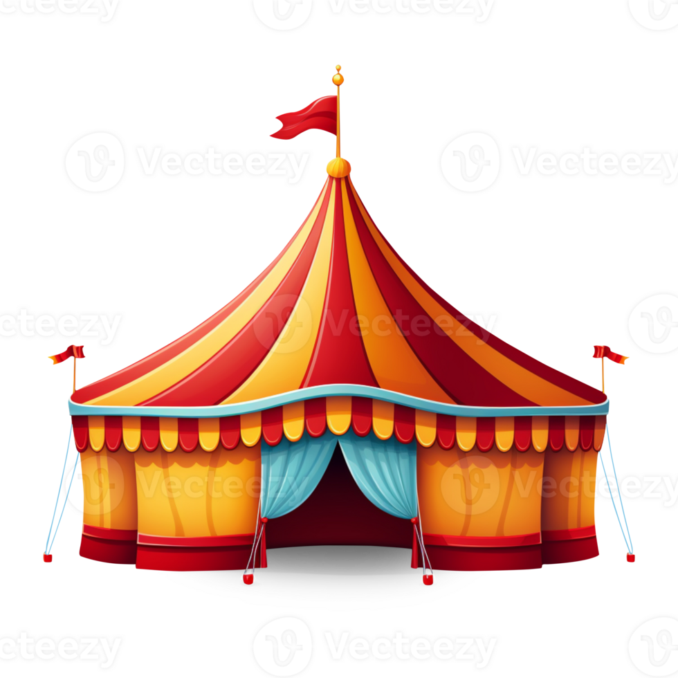 ai gegenereerd circus tent, carnaval tent geïsoleerd Aan transparant achtergrond png