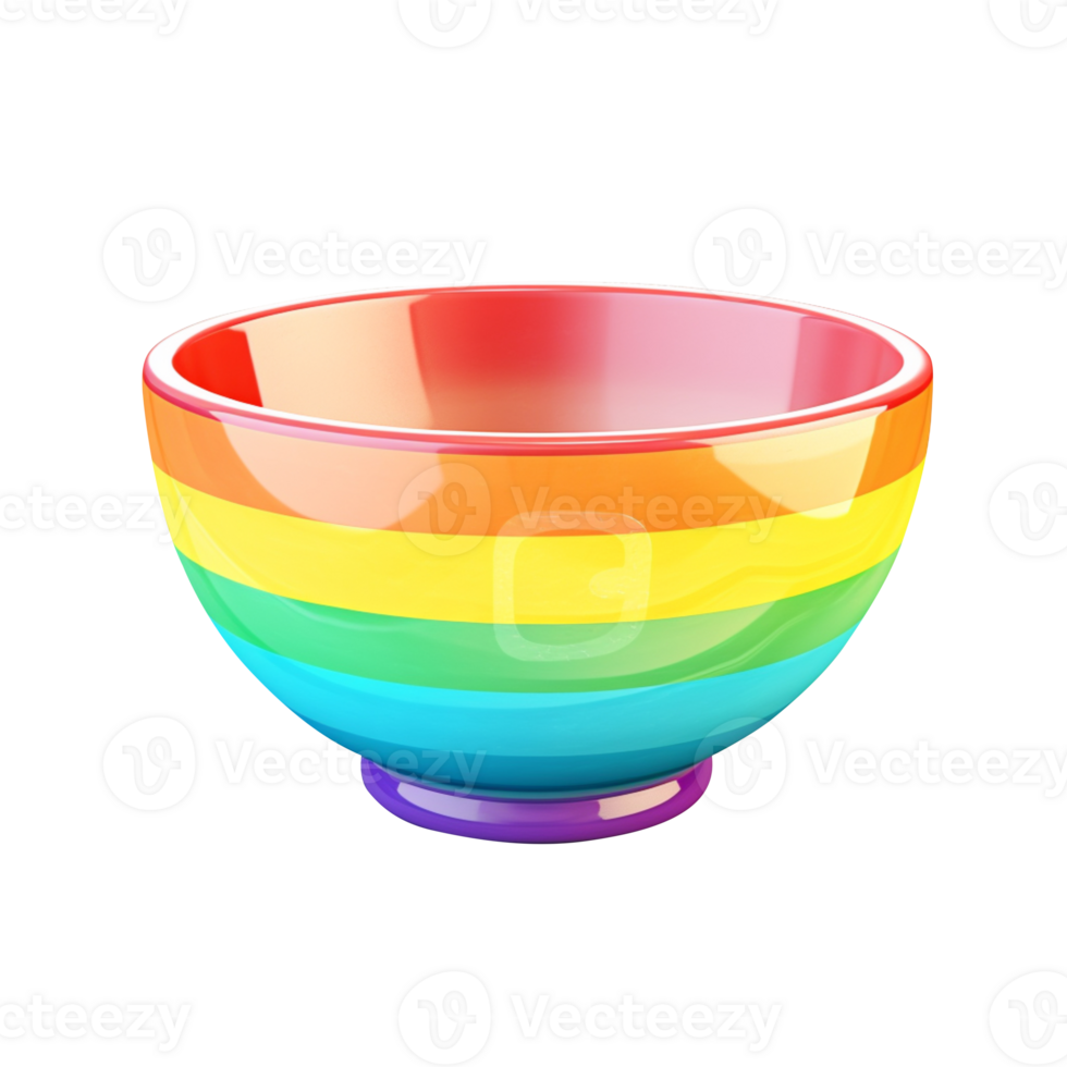 AI generated Rainbow color ceramic bowl isolated on transparent background png