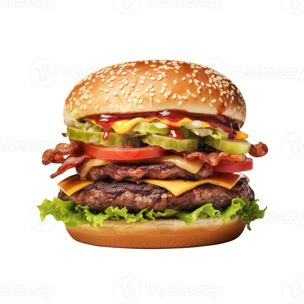 AI generated Hamburger isolated on transparent background png