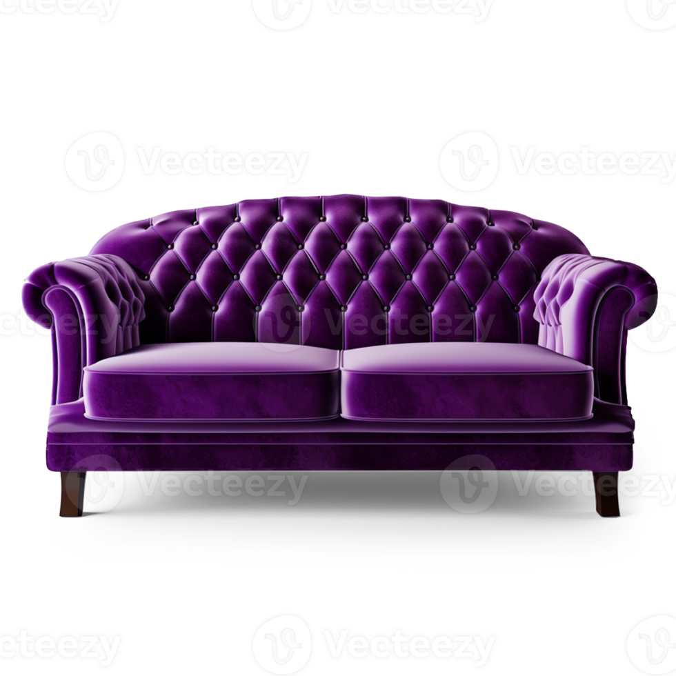 AI generated A purple sofa isolated on transparent background png
