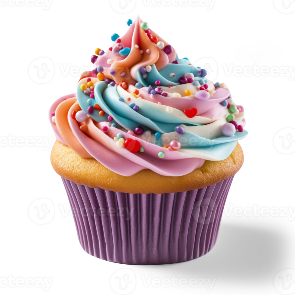 AI generated Colourful cupcake isolated on transparent background png