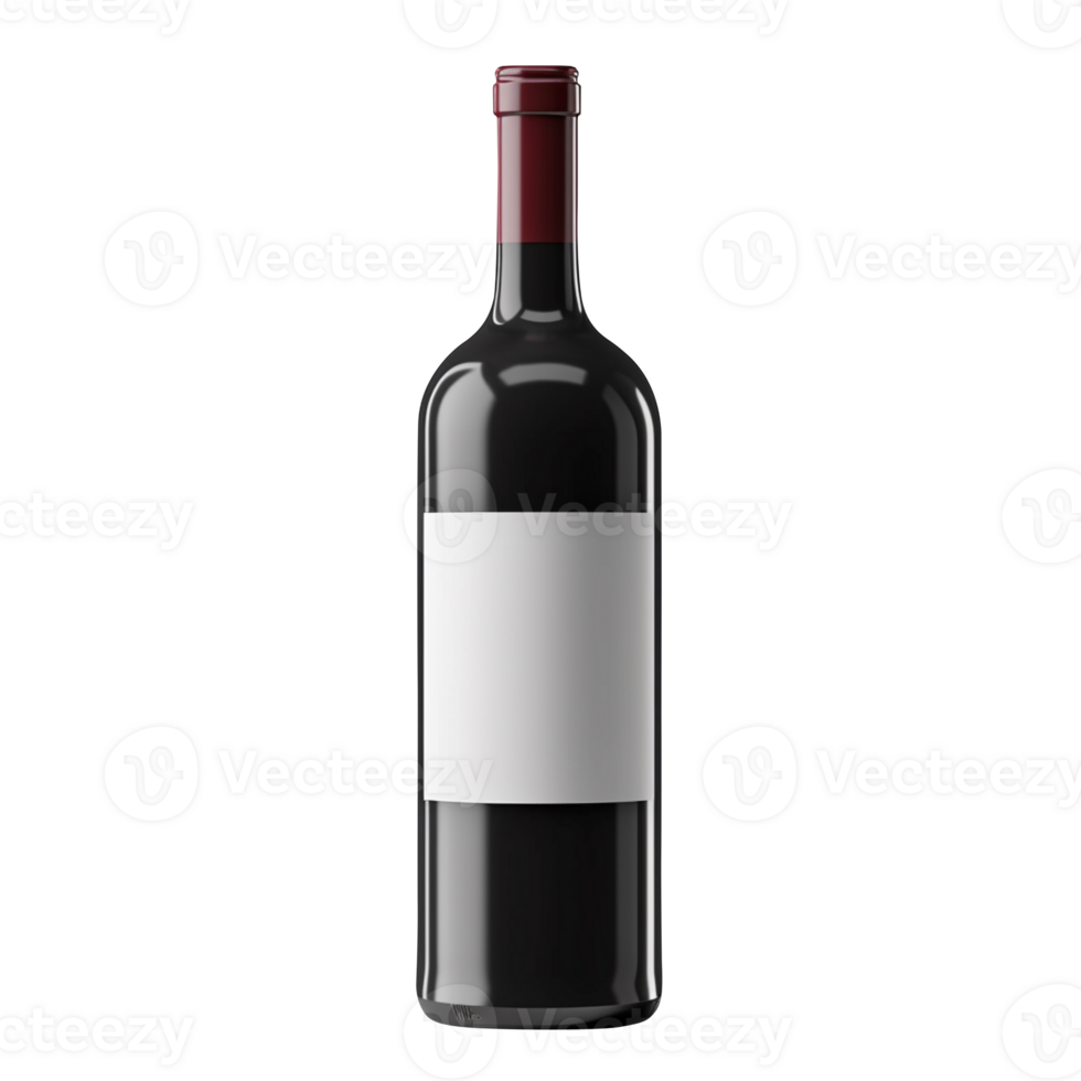 AI generated Red wine bottle with white label isolated on transparent background png