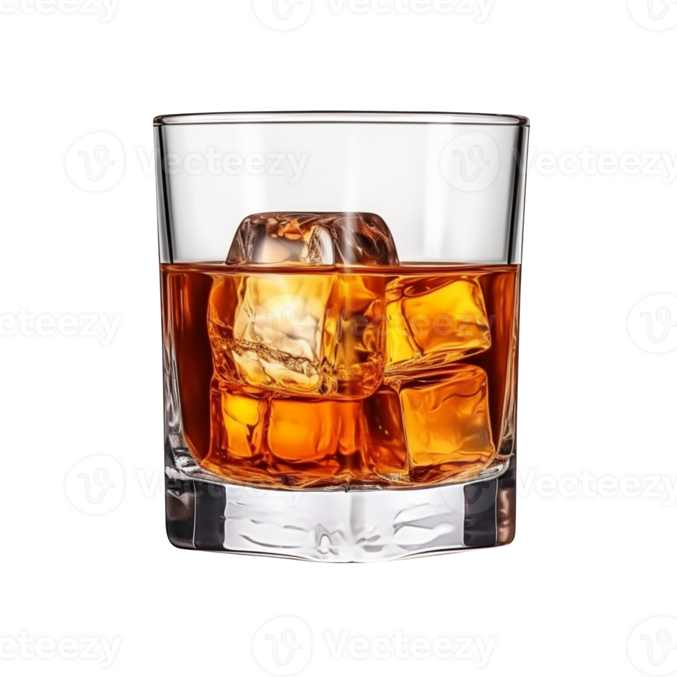 ai generado un vaso de whisky aislado en transparente antecedentes png