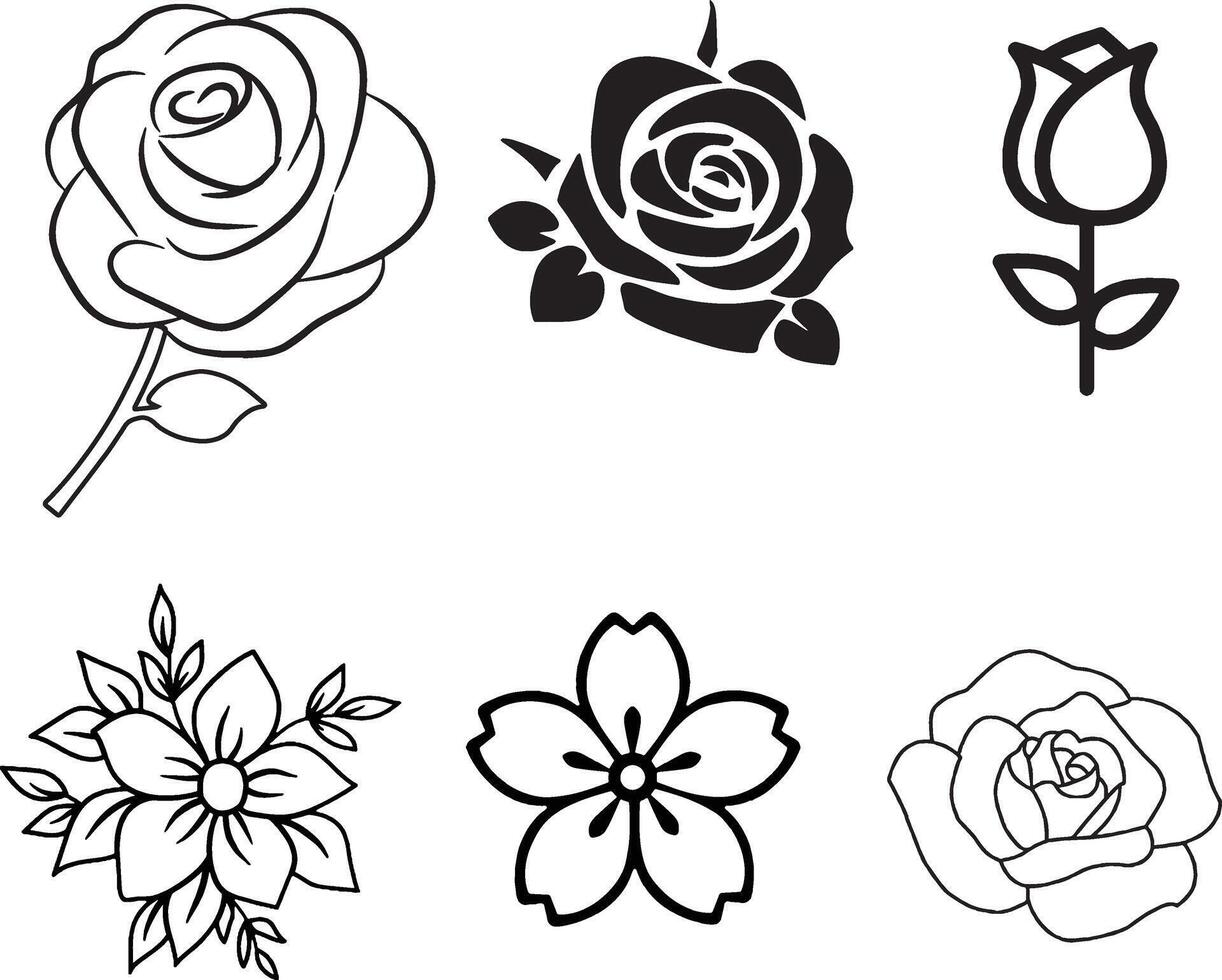 Set of Vectorized Flowers vector