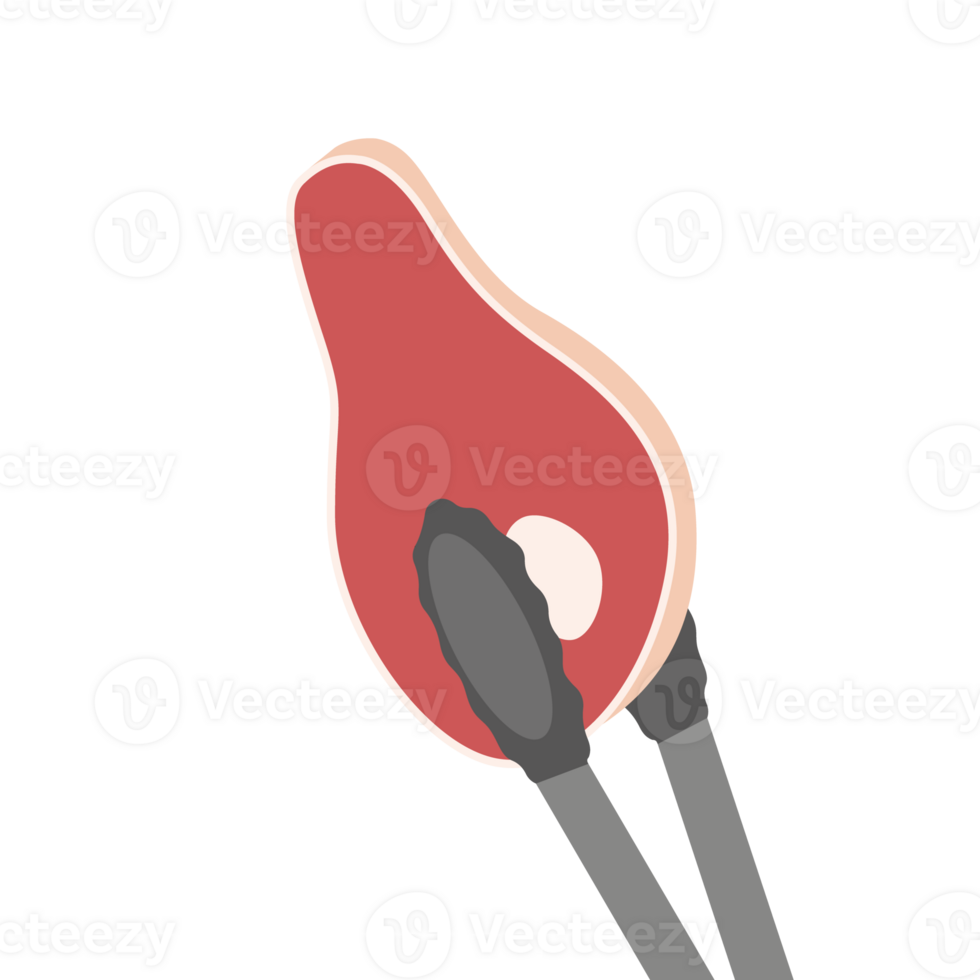 Tongs with raw steak. Eating and cooking single icon in cartoon style symbol stock illustration web. png