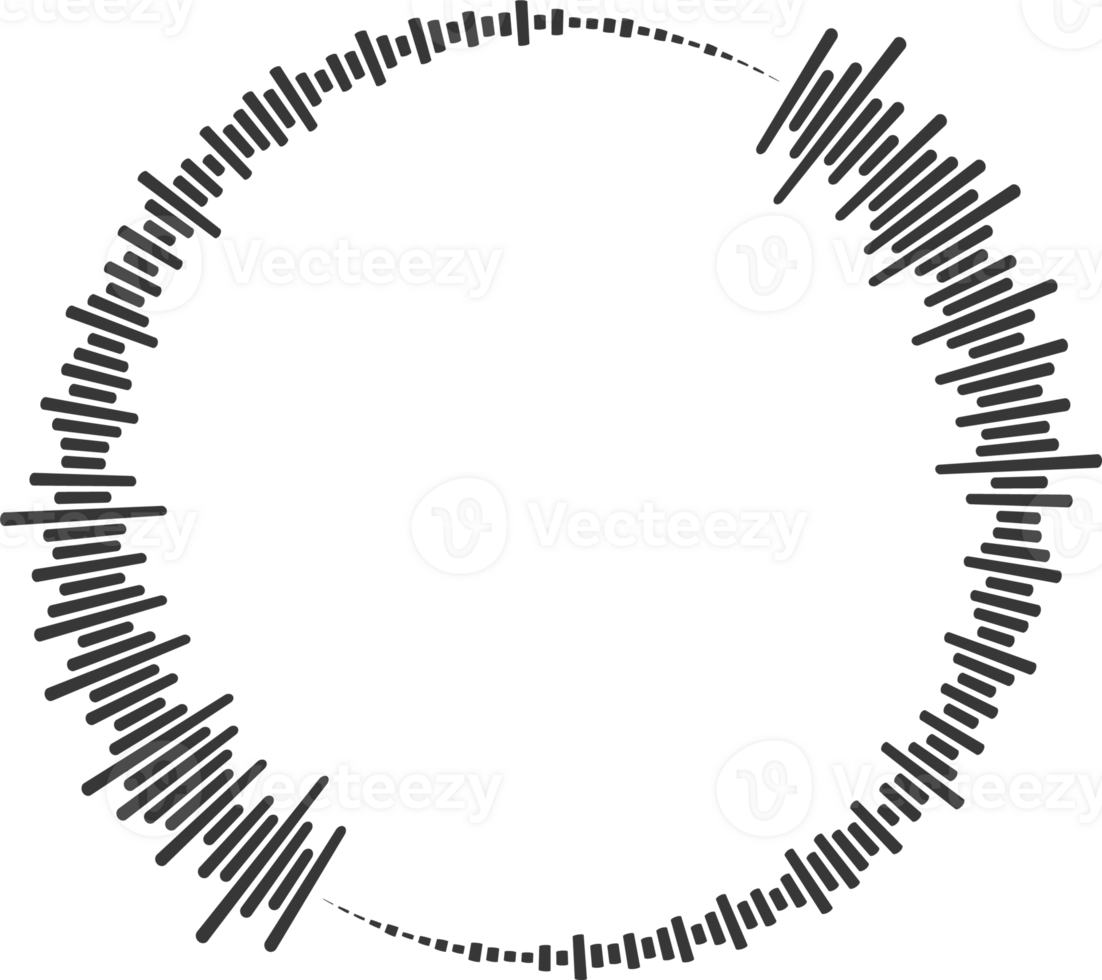 Circle sound wave. Audio music equalizer. Round circular icon. Spectrum radial pattern and frequency frame png