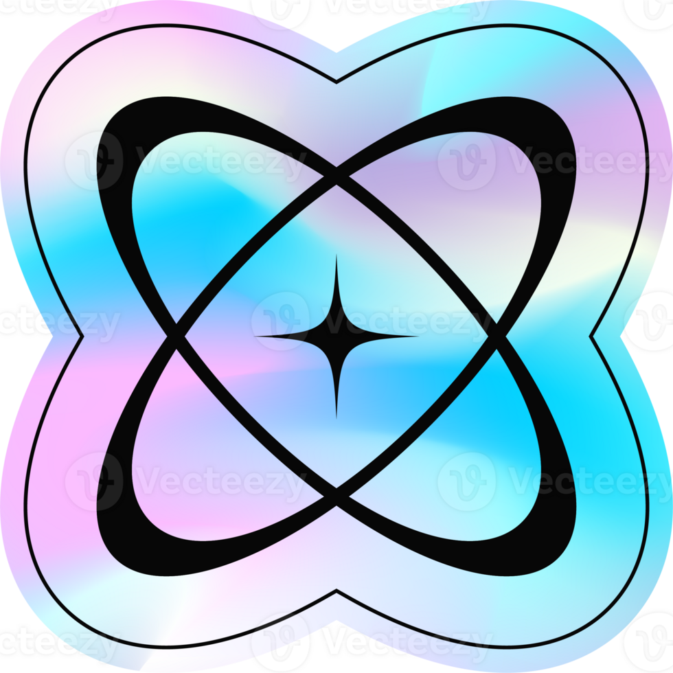 y2k holografische sticker kosmisch baan sterren png