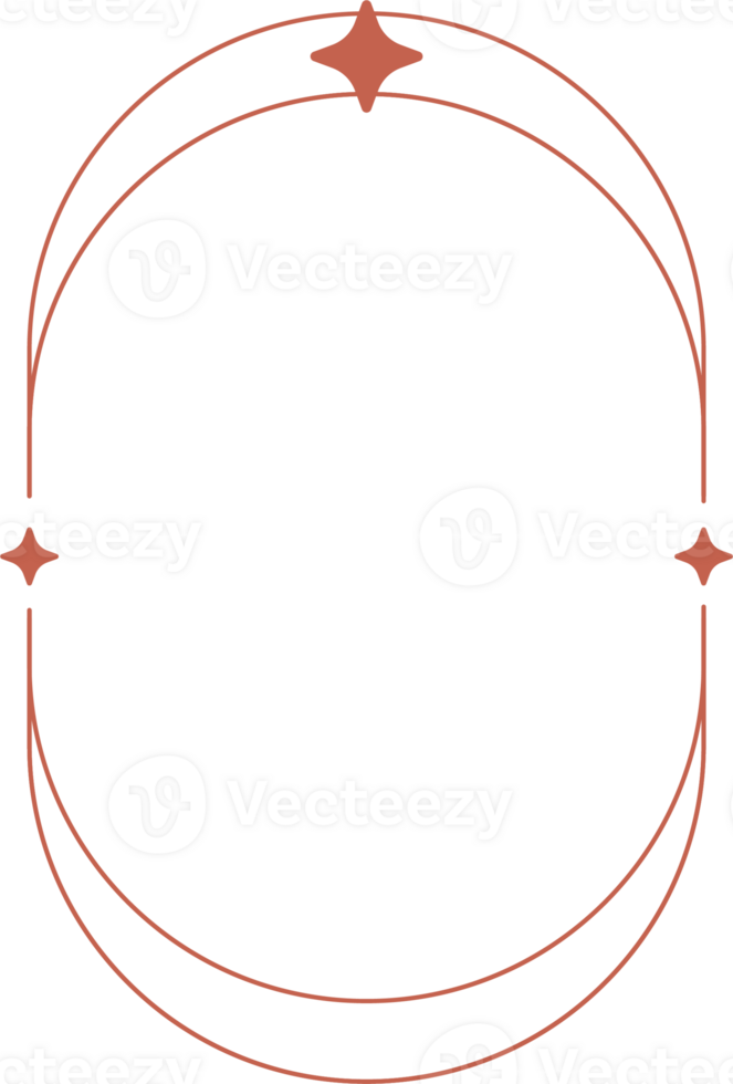 estetisk ram form. översikt minimal grafisk element med stjärnor. abstrakt boho båge med gnistrar. trendig geometrisk mall för affisch och berättelse. png