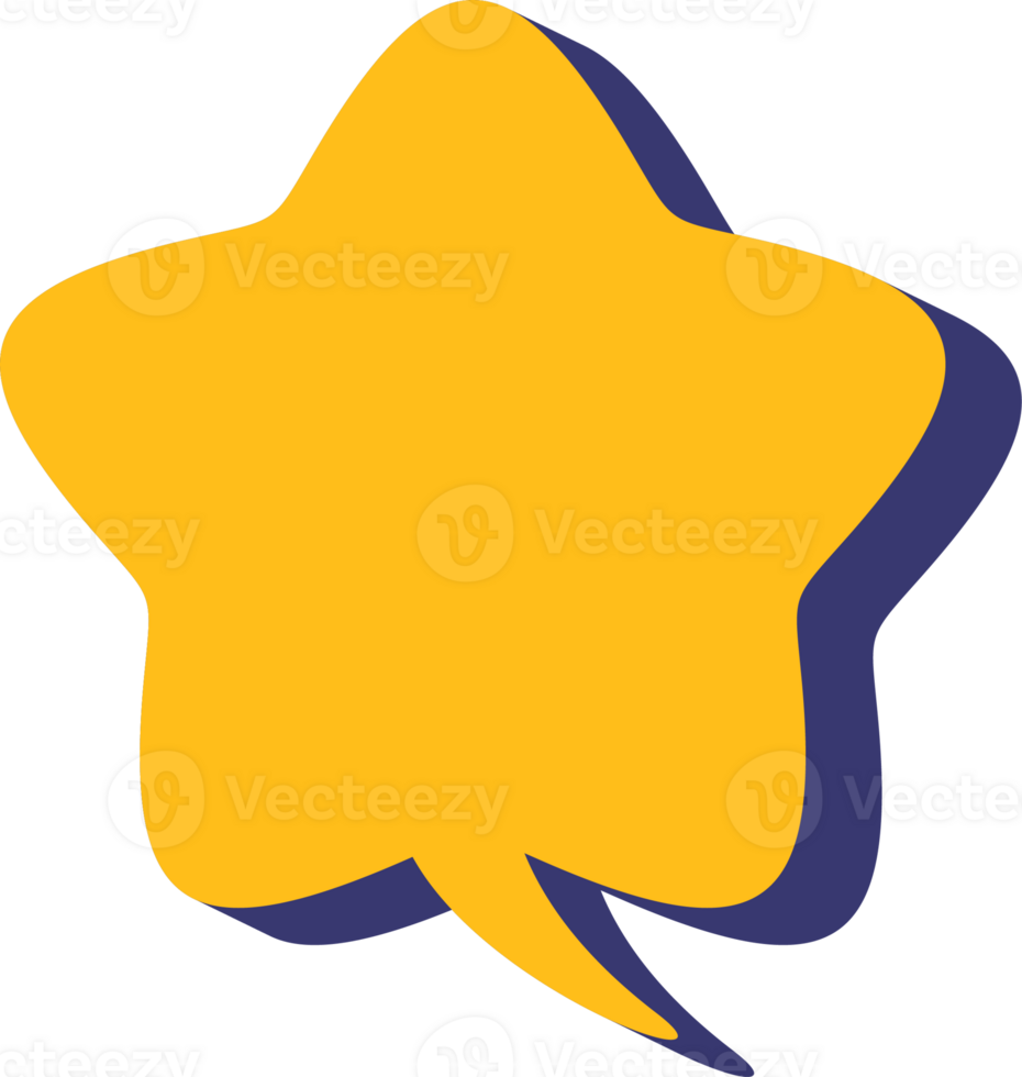 Text talk balloon. Speech bubble for dialog. Comic cloud box for message with shadow. Frame shape for comment. Star png