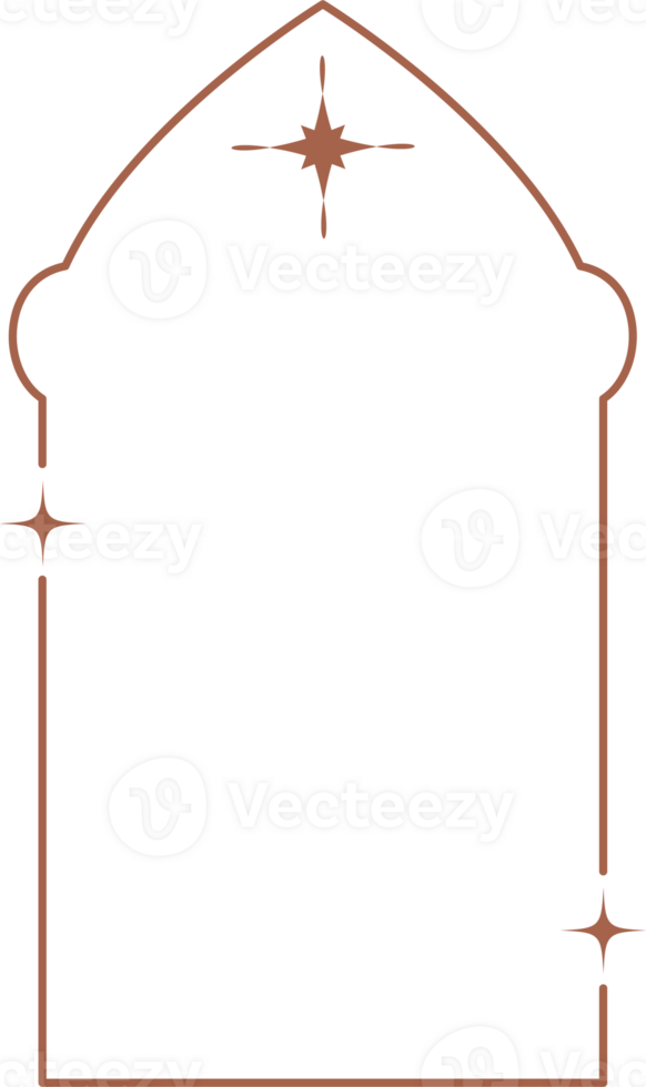 esthetisch kader vorm geven aan. schets minimaal grafisch element met sterren. abstract boho boog met schittert. modieus Ramadan Islamitisch sjabloon voor poster en verhaal. png