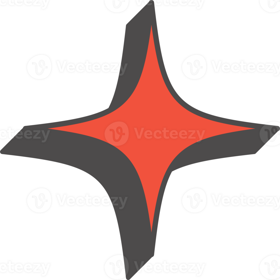 Abstract geometric element. Neobrutalism graphic shape. Minimal groovy Y2k retro sticker. Retro star png