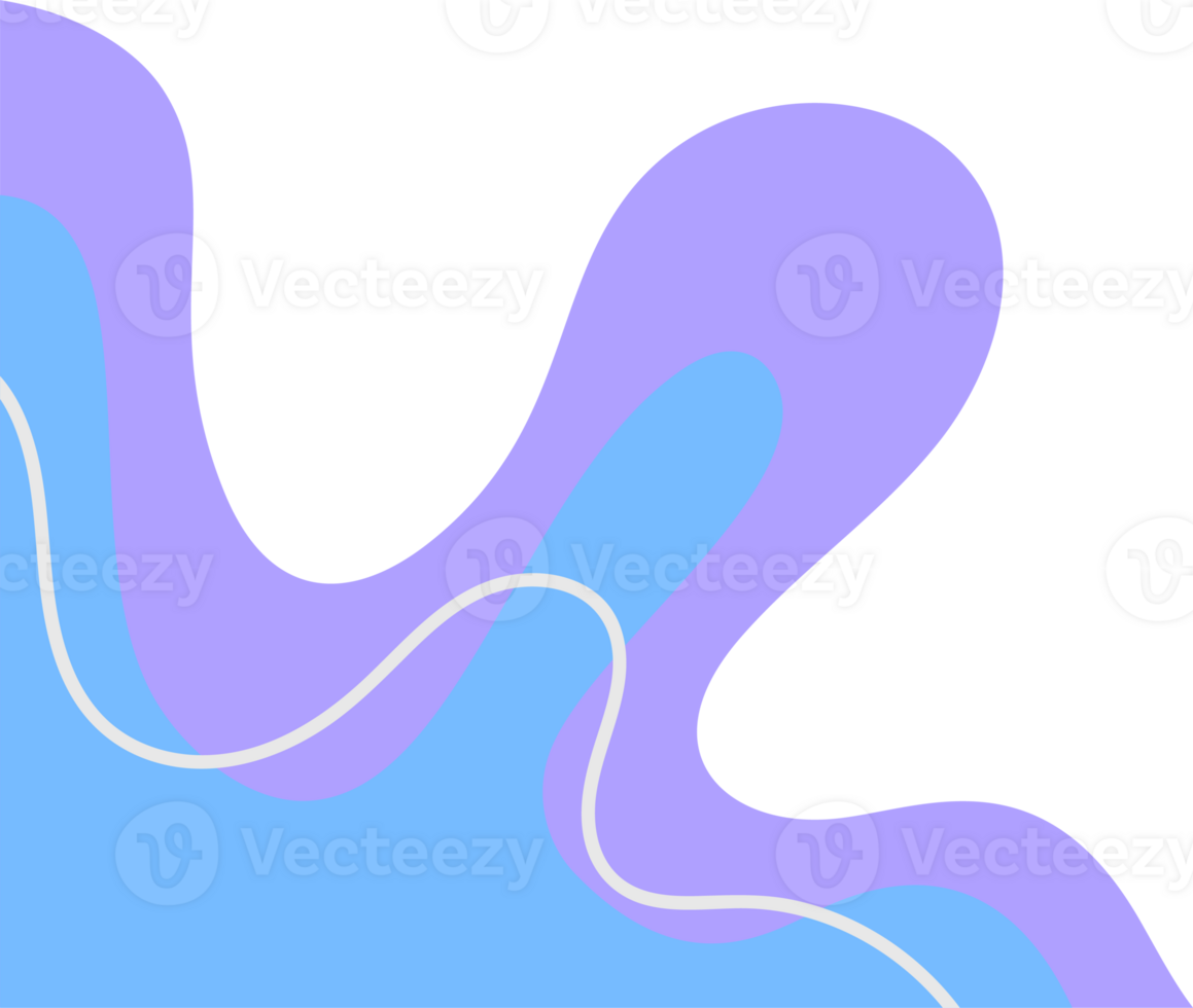 Blue wavy shape for corner decoration. Abstract curve fluid element for frame. Blobs png