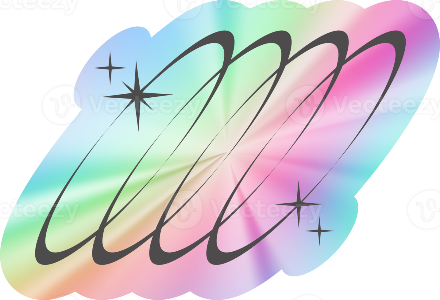 Y2k holographic sticker Cosmic orbit stars png