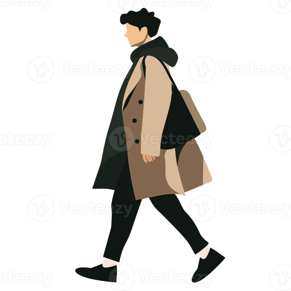 AI generated Stylish Man Walking , Transparent Background, Loose and Fluid Style png