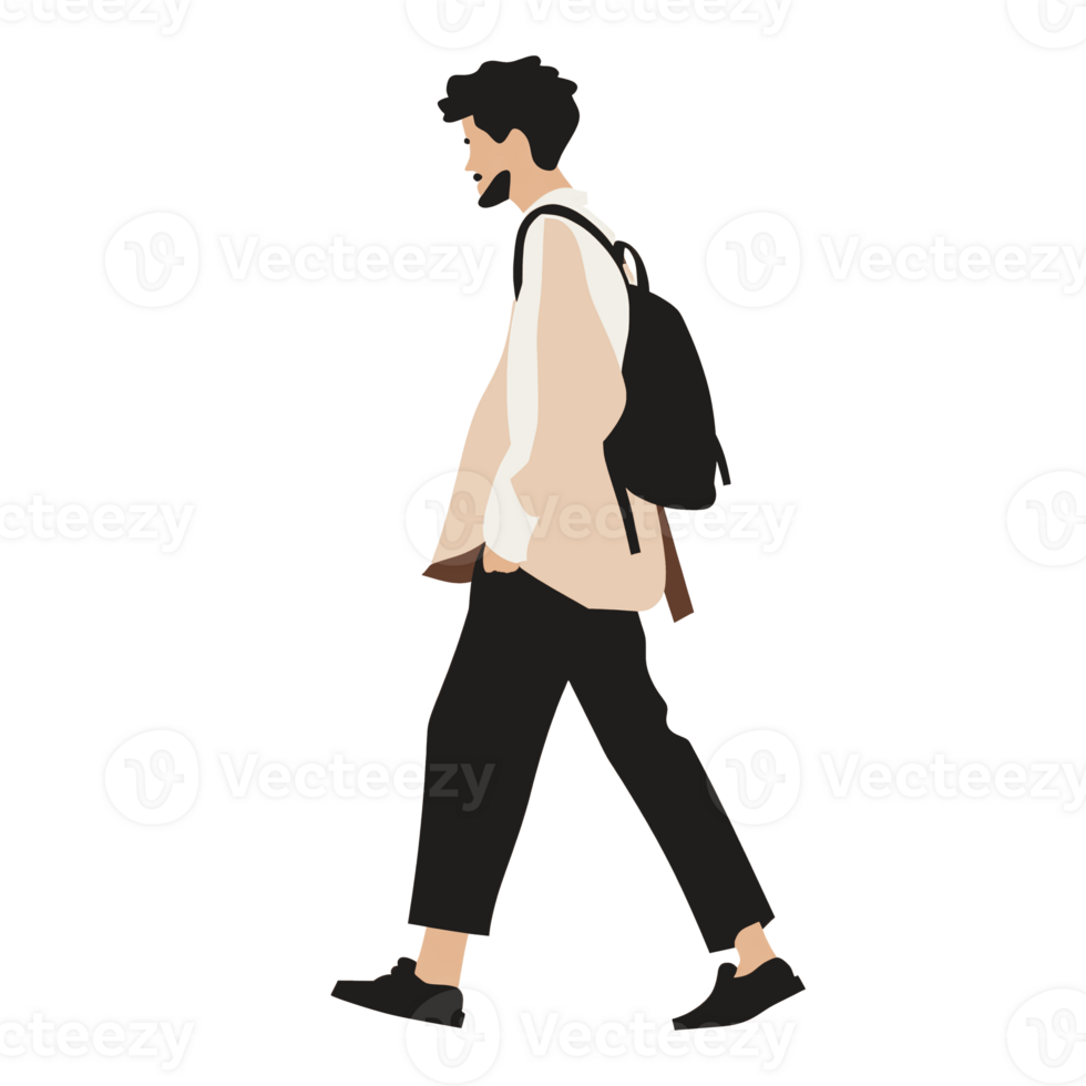 AI generated Stylish Man Walking , Transparent Background, Loose and Fluid Style png