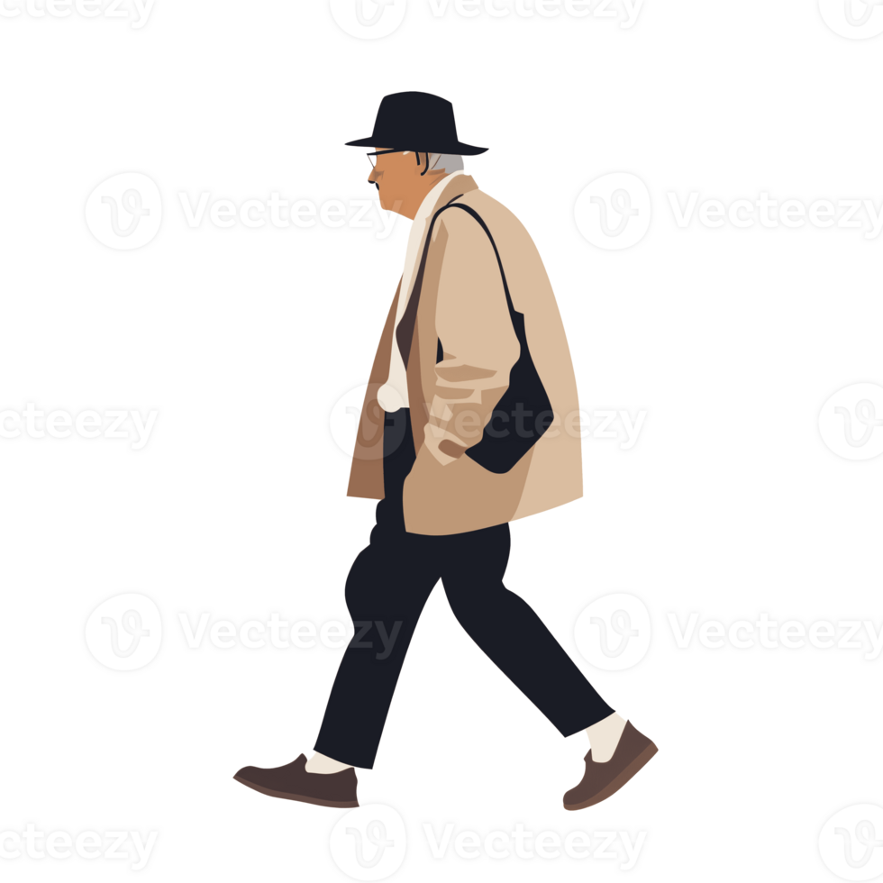 AI generated Stylish Man Walking , Transparent Background, Loose and Fluid Style png