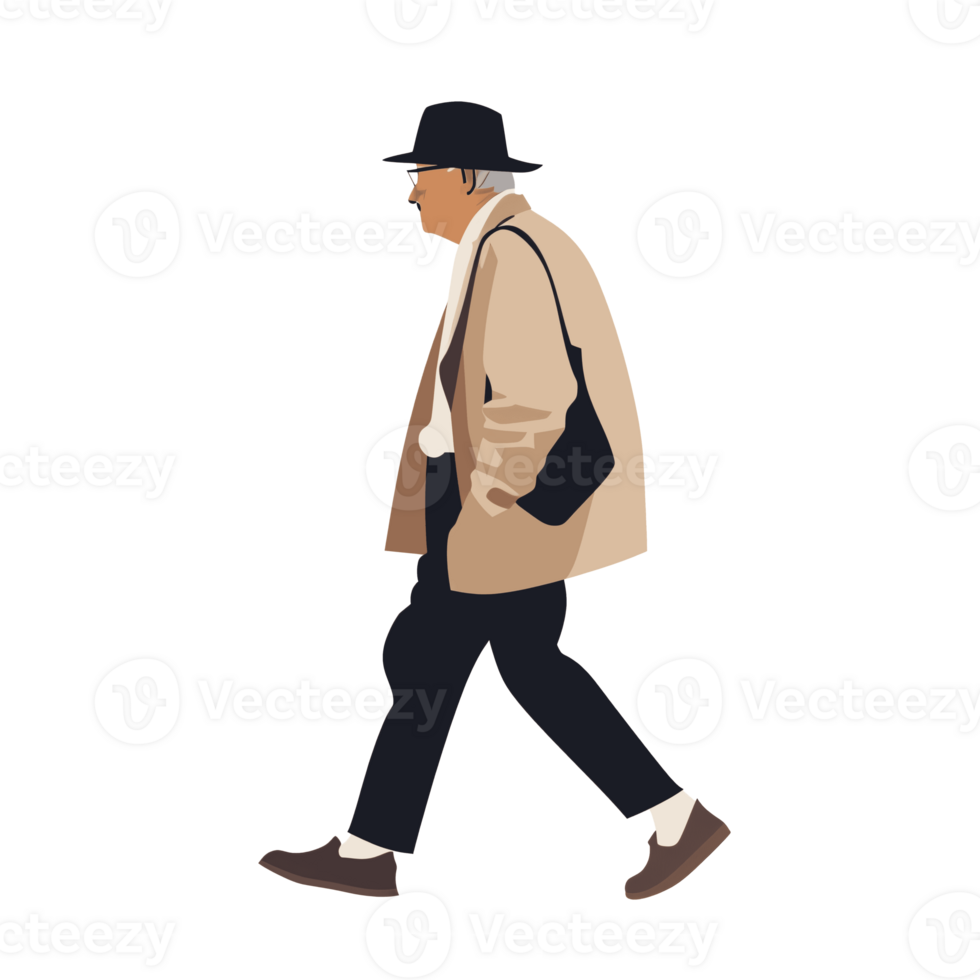 ai generado elegante hombre caminando , transparente fondo, suelto y fluido estilo png