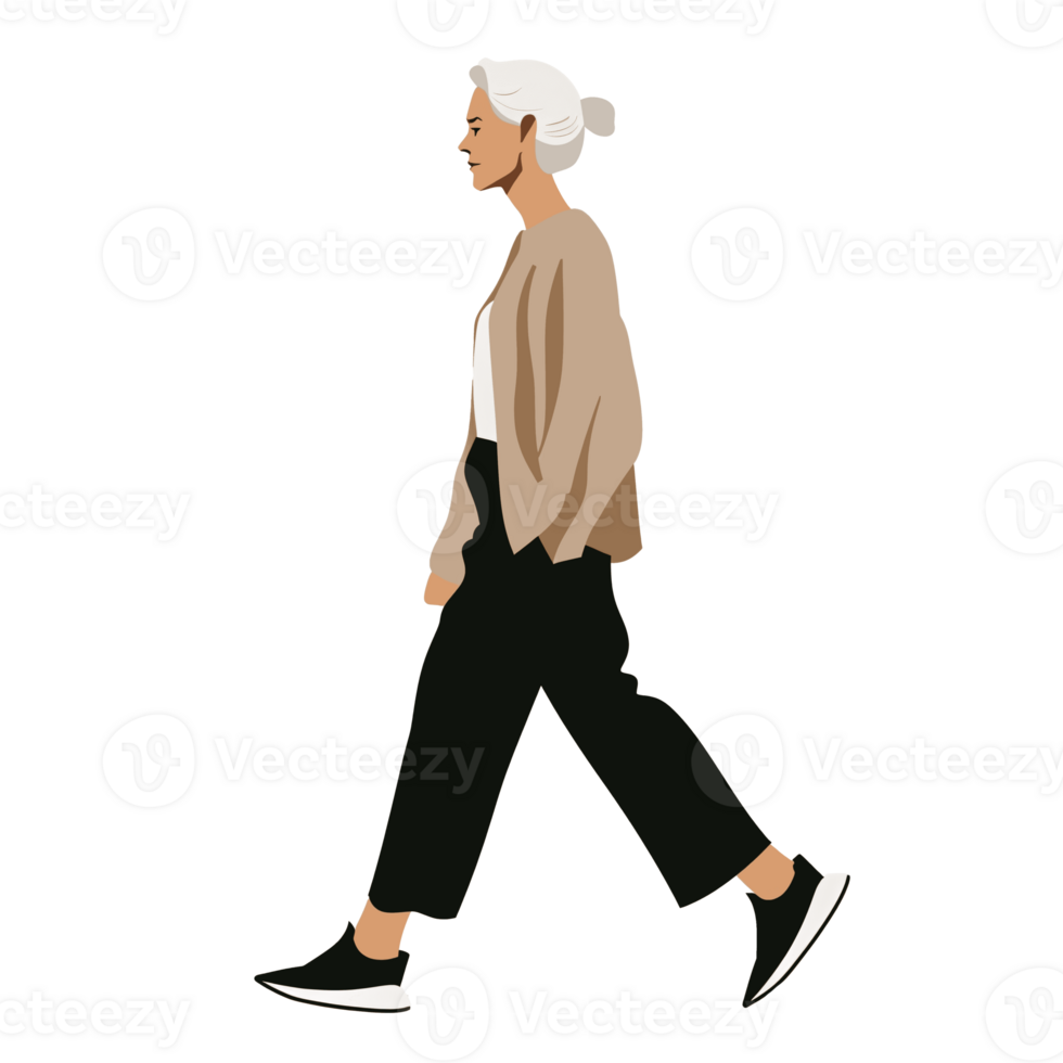 ai generado elegante rubio mujer caminando , transparente fondo, suelto y fluido estilo png