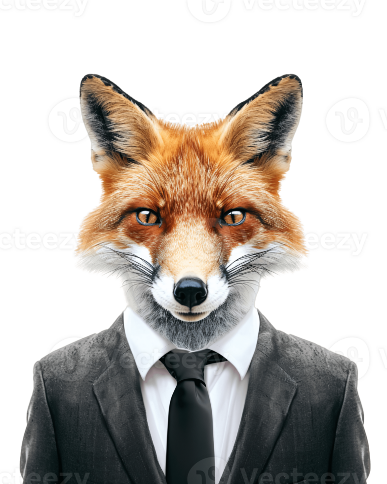 AI generated Anthropomorphic Fox Wearing Suit on Transparent Background png