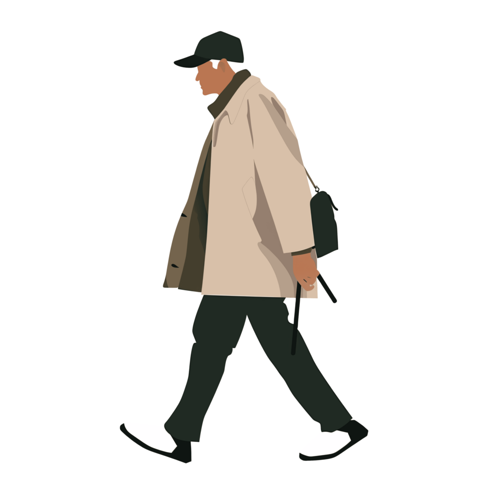 AI generated Stylish Man Walking , Transparent Background, Loose and Fluid Style png
