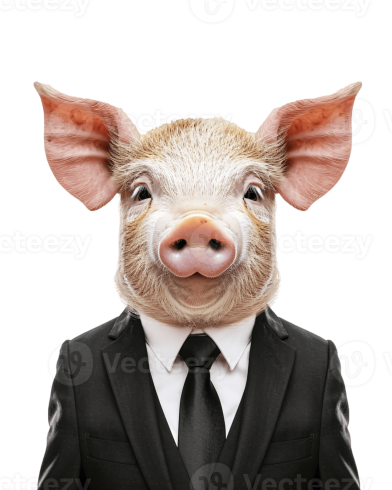 AI generated Anthropomorphic Pig Wearing Suit on Transparent Background png