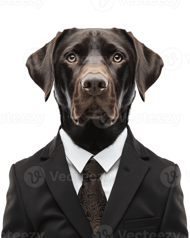 AI generated Anthropomorphic Dog Wearing Suit on Transparent Background png