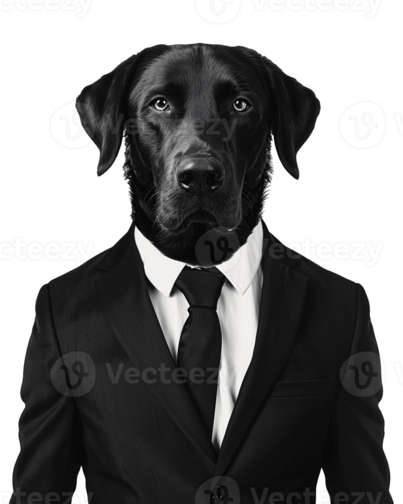 AI generated Anthropomorphic Dog Wearing Suit on Transparent Background png