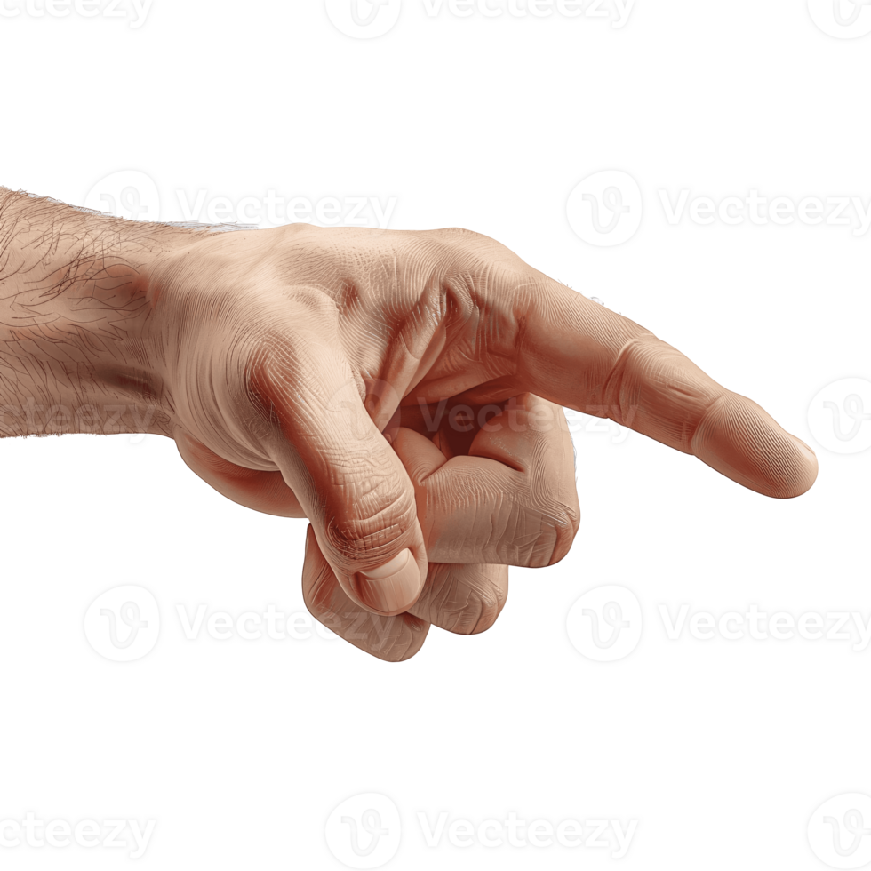 AI generated Hand pointing with index finger, isolated on transparent background. png