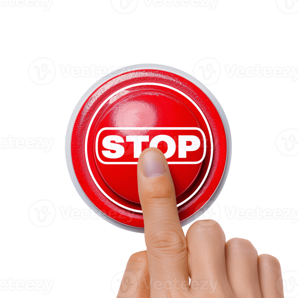 AI generated Hand Pushing Red Button on Transparent Background png