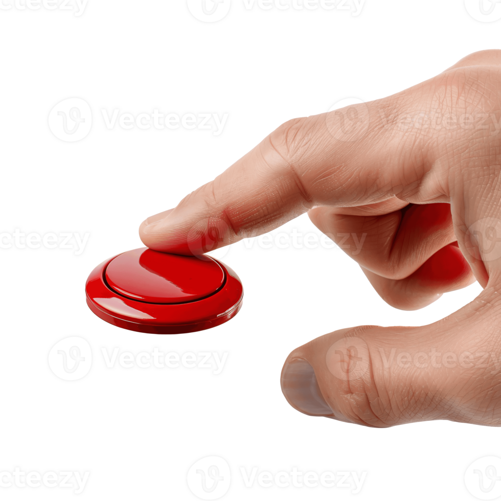AI generated Hand Pushing Red Button on Transparent Background png