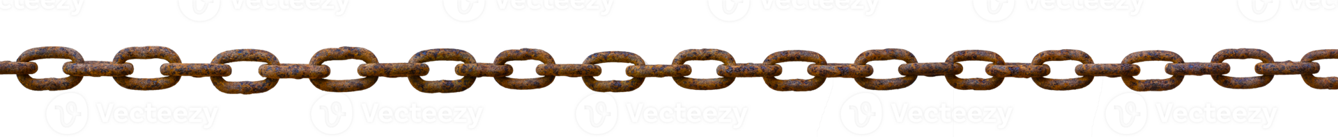 Old rusted metal chain Placed in a straight line png